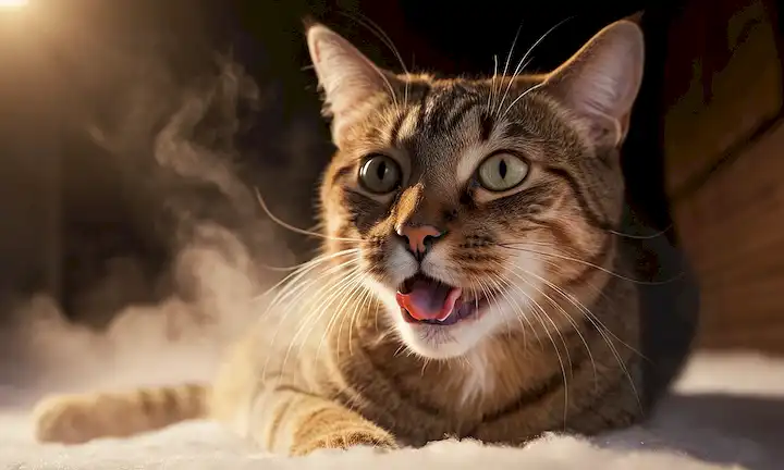 ilustración 3D de un gato curioso