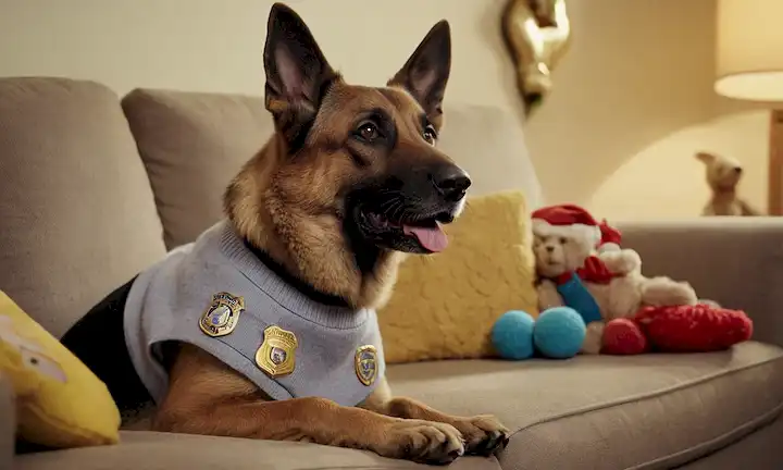 Un perro juguetón y retirado con una placa brillante