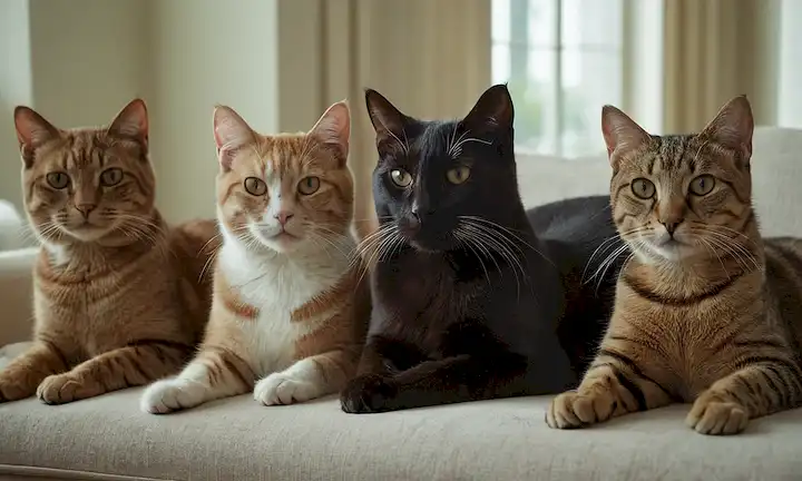4-6 felinos con diferentes longitudes y colores