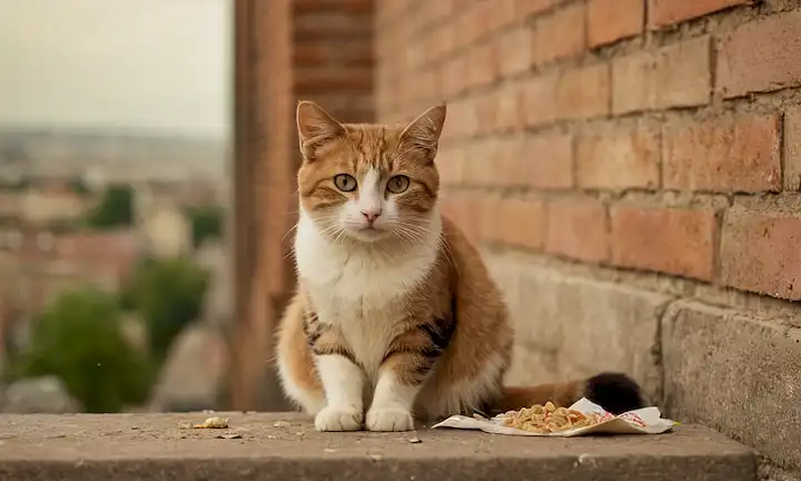 Un curioso gato callejero con ojos brillantes