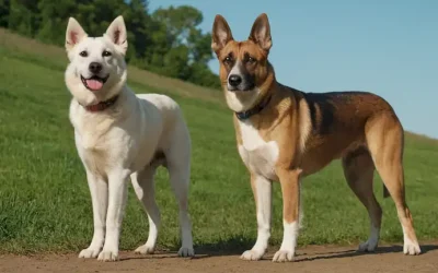 2 perros de pie lado a lado