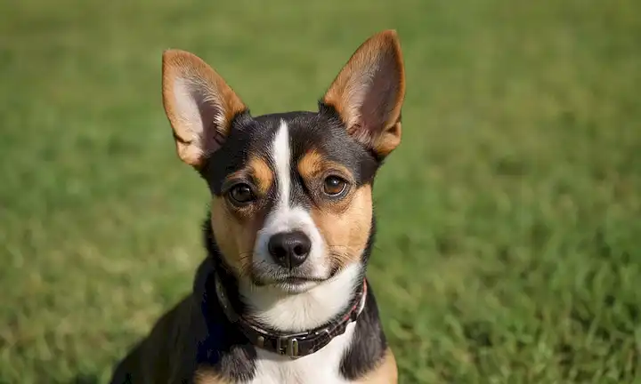 raza de perros pequeños, expresión facial adorable, áreas musculares resaltadas, iluminación suave, fondo natural, textura sutil, colores vibrantes, pose juguetona, disparo de acercamiento
