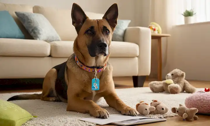 Un perro sentado en casa