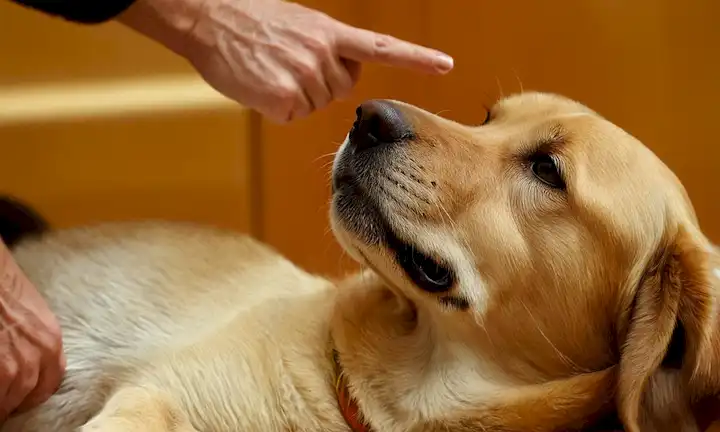 Un cuello de perros, una mano de chiropracadores, un movimiento repentino, tensión, relajación, sorpresa, confusión, curiosidad, un momento de instantáneas, sin distracciones de fondo, alto contraste, colores vivos, un sentido del movimiento