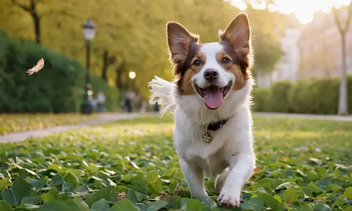 Un perro juguetón con una sonrisa traviesa