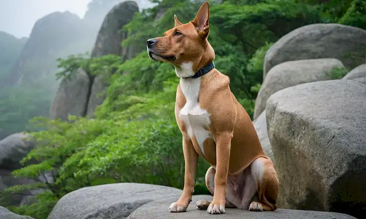 Japonés Tosa perro con una expresión tranquila